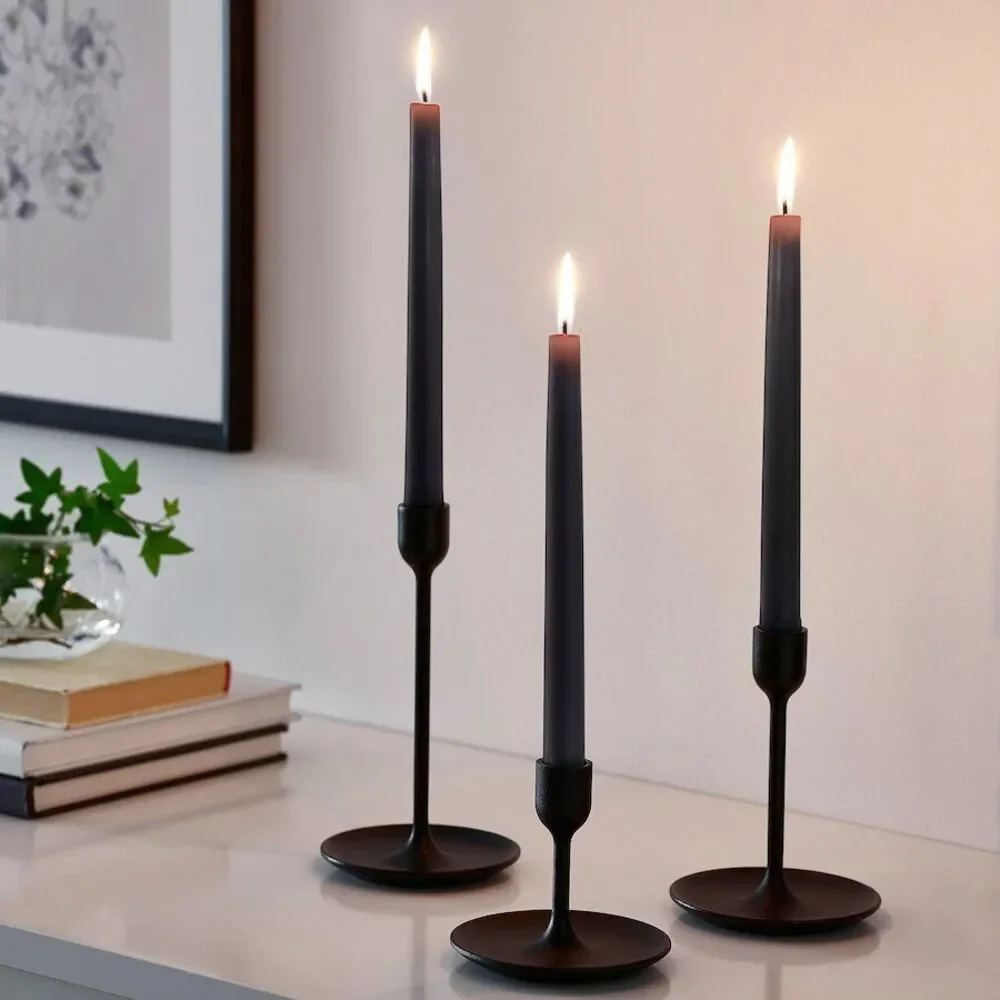 Ikea Candles Black Tapers 8 Pack New 205.199.25 Unscented